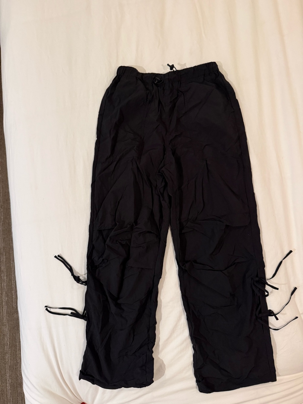 GU Japan Uniqlo Nylon pants with ties down the side